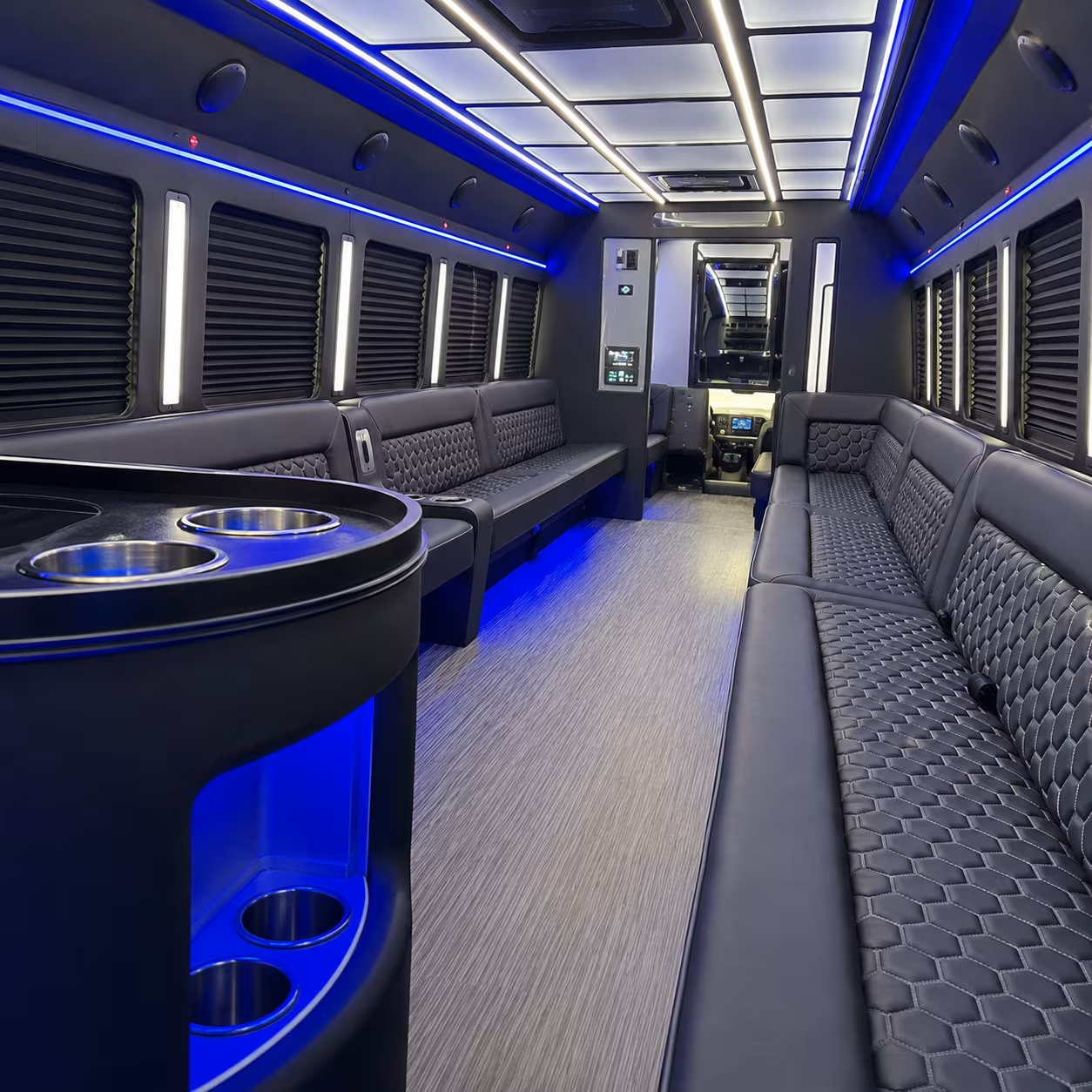 brentwood party bus rental interior